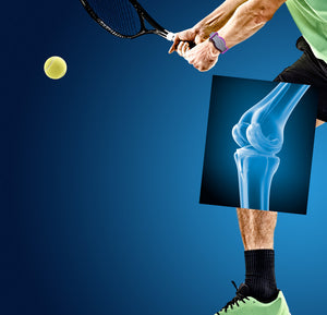 X-ray of tennis player with a knee implant